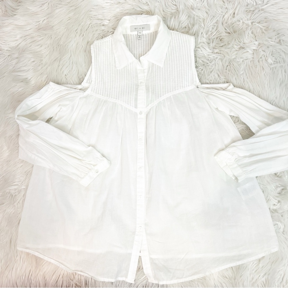 ERI + ARI ANTHROPOLOGIE WHITE COLD SHOULDER BLOUSE WOMENS SZ XS